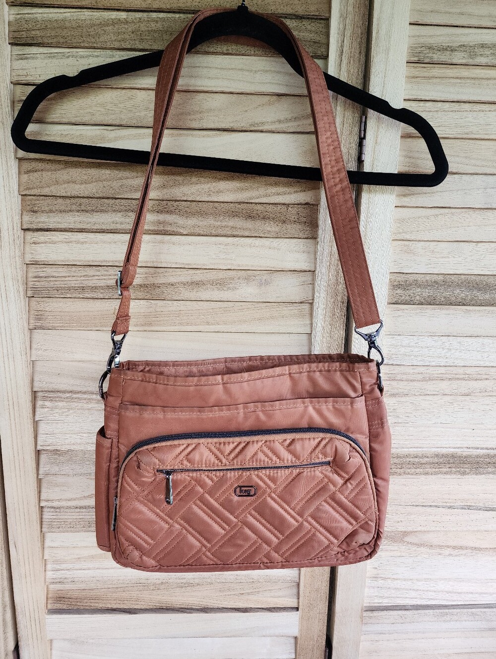 Lug Infinity Shimmy Crossbody Bag Burnt Orange Purse Pocket Organizer